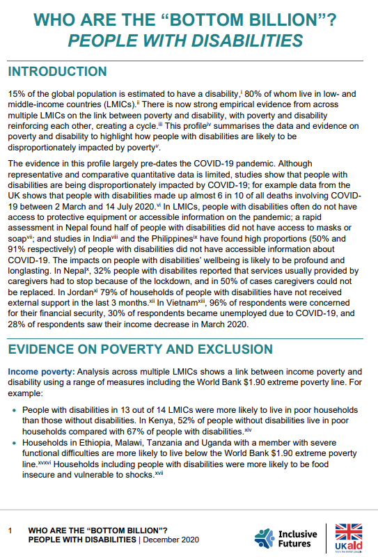 a screenshot of the first page of the resource, showing the title, inclusive futures and ukaid logos, and an introduction. 