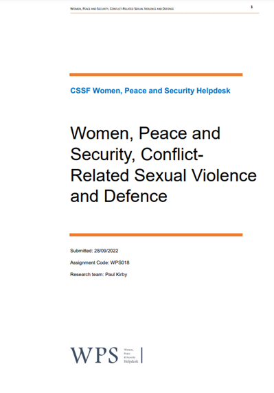 a screenshot of the cover page of the resource showing the title and the women, peace and security helpdesk logo. 