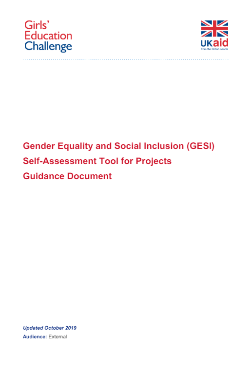 Screenshot showing the cover page of document, including the girls’ education challenge and ukaid logo and title. 