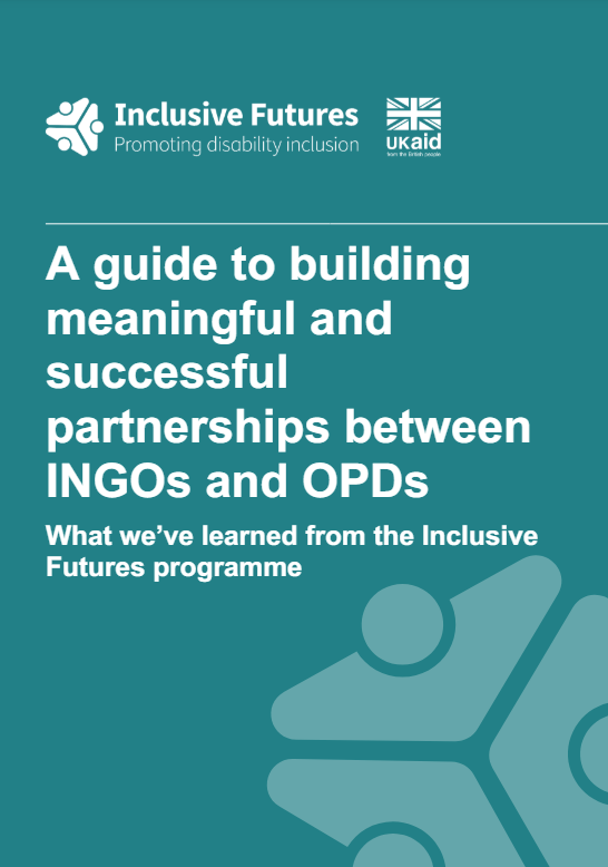 A screenshot showing the first page of the resource, which has the inclusive futures logo, ukaid logo and title.