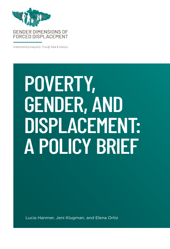 Screenshot showing the first page of the resource, including the Gender dimensions of forced displacement logo, title and authors’ names.  