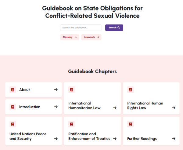 Screenshot showing the webpage where the guidebook is found. It shows the title, and all the different chapters of the guidebook