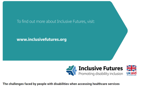 A screenshot of the video closing page with the link to the publisher’s website and logos of inclusive futures and ukaid