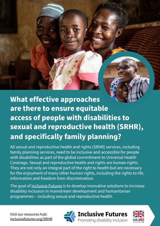 a screenshot of the first page of the resource, showing a photo of a child with two adults and a separate photo of a couple, the resource title and the publisher’s and ukaid logos.