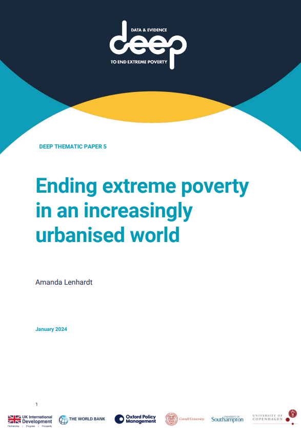 Screenshot showing the cover page of the resource, including the logo for data and evidence  to end extreme poverty, the resource title, author and date of publication.