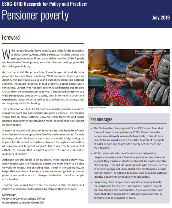 screenshot of the first page of the resource, including the title, foreword, and a photo of a person holding money 