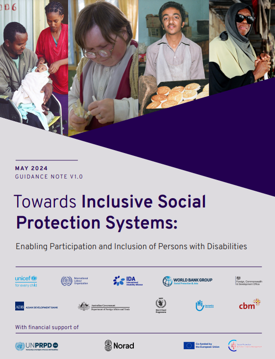 a screenshot of the first page of the resource, showing the title, photos of people with different disabilities and logos of funders and the publisher.