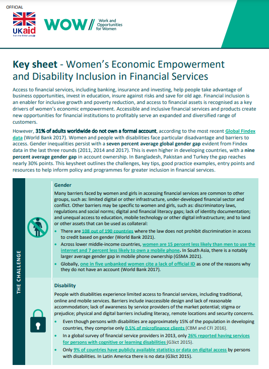 A screenshot of the first page of the resource, showing WOW Programme and ukaid logos, resource title and content. 