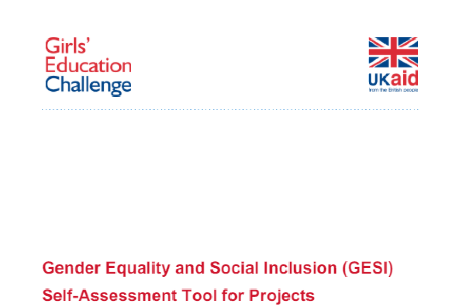 Screenshot showing the cover page of document, including the girls’ education challenge and ukaid logo and title. 