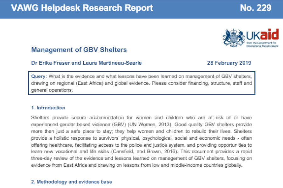 Screenshot showing the first page of the resource, including the title, Ukaid logo and text on the first page.