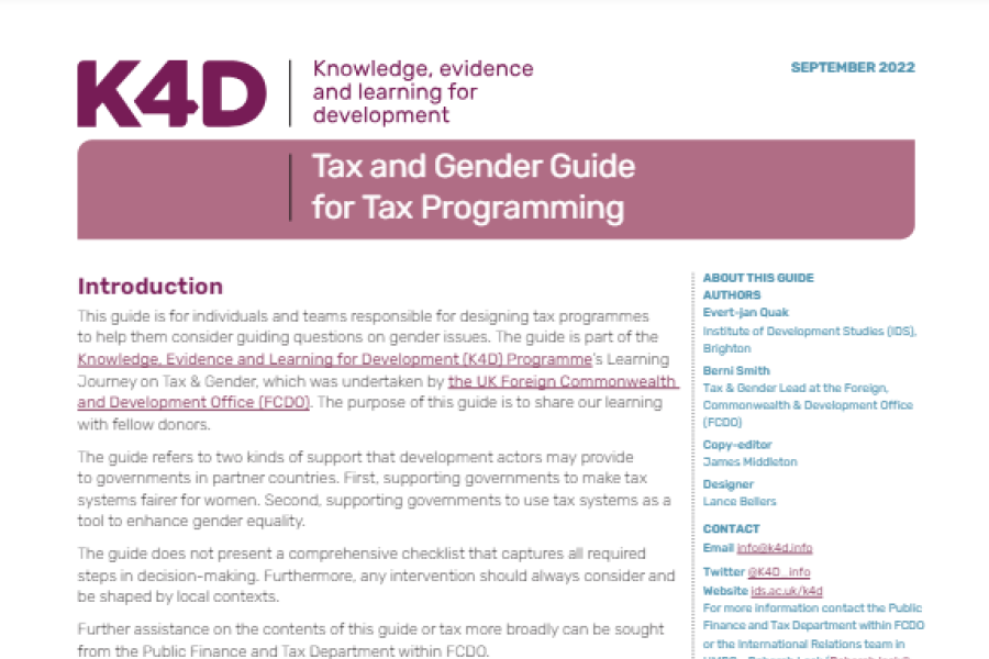 Screenshot showing the first page of the resource, including the Institute of development studies and UKaid logos and title.