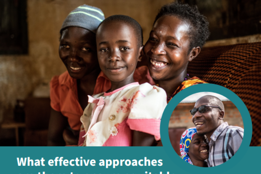 a screenshot of the first page of the resource, showing a photo of a child with two adults and a separate photo of a couple, the resource title and the publisher’s and ukaid logos.