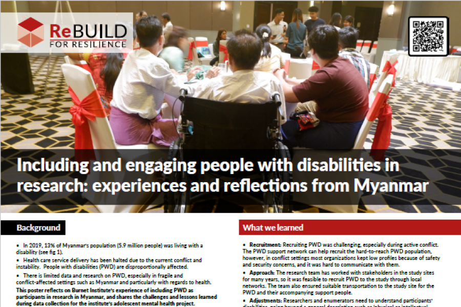 A screenshot of the resource, showing publisher’s logo, an image of a group of people which includes a person with disability sitting around a table in a conference setting, resource title, and text. 