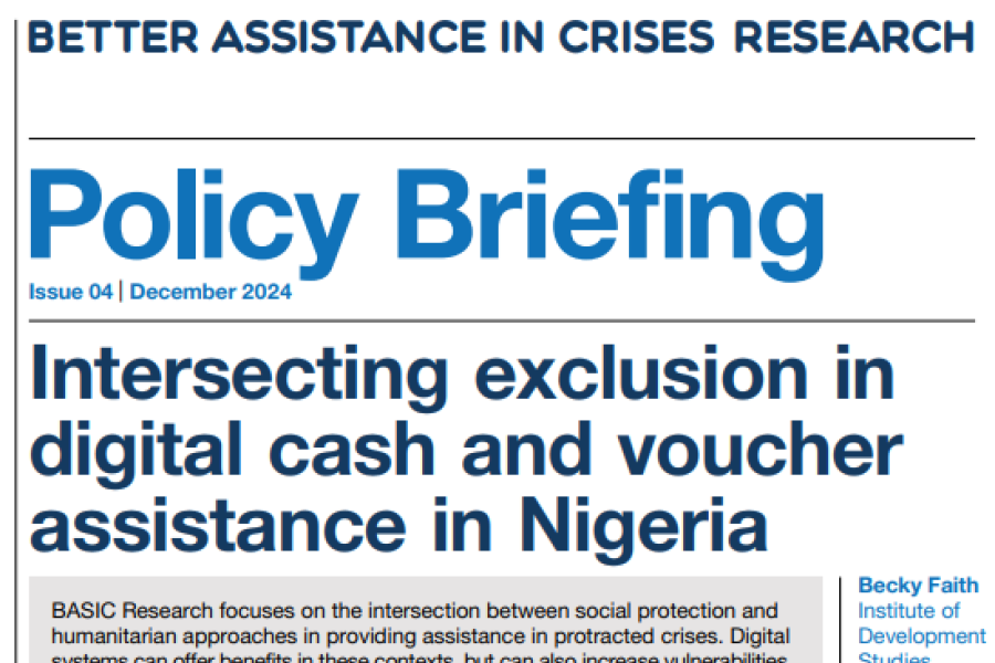 Screenshot showing first page of policy brief, including in large font the title, the abstract, author and date, and its key messages 